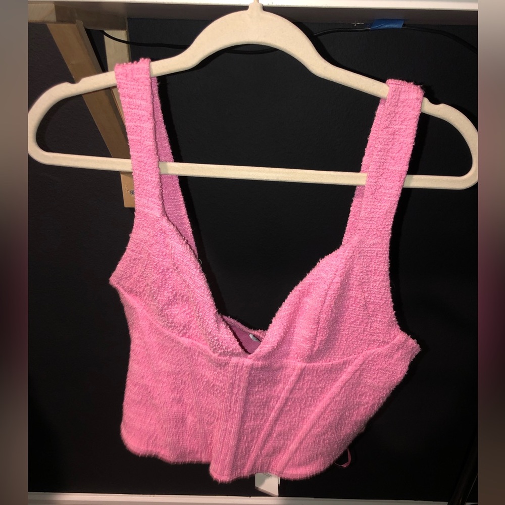 ZARA NWT TWEED CORSET CROP TOP